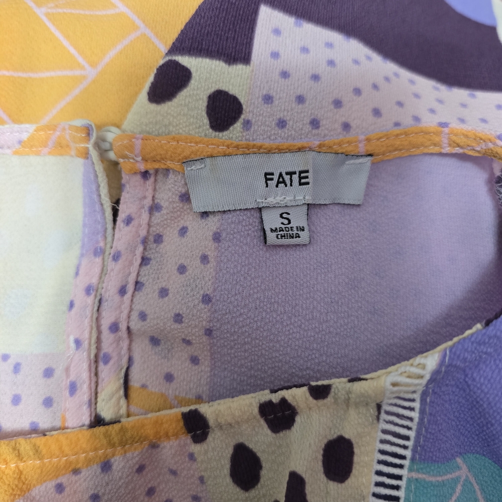 Fate Multicolored Patchwork Blouse Size Small Ruf… - image 6